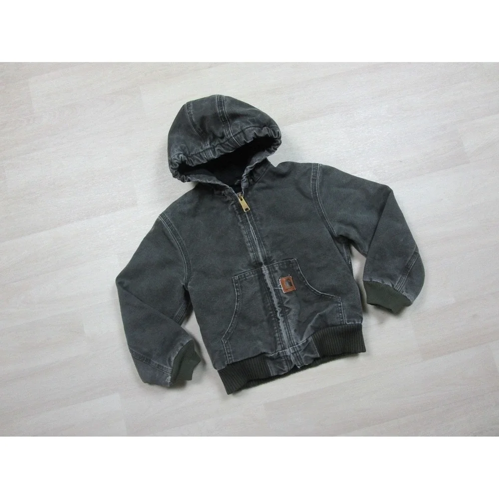 Carhartt Active Jacket Youth (S) Duck Canvas Workwear Quilted Liner YYJ130 MOS